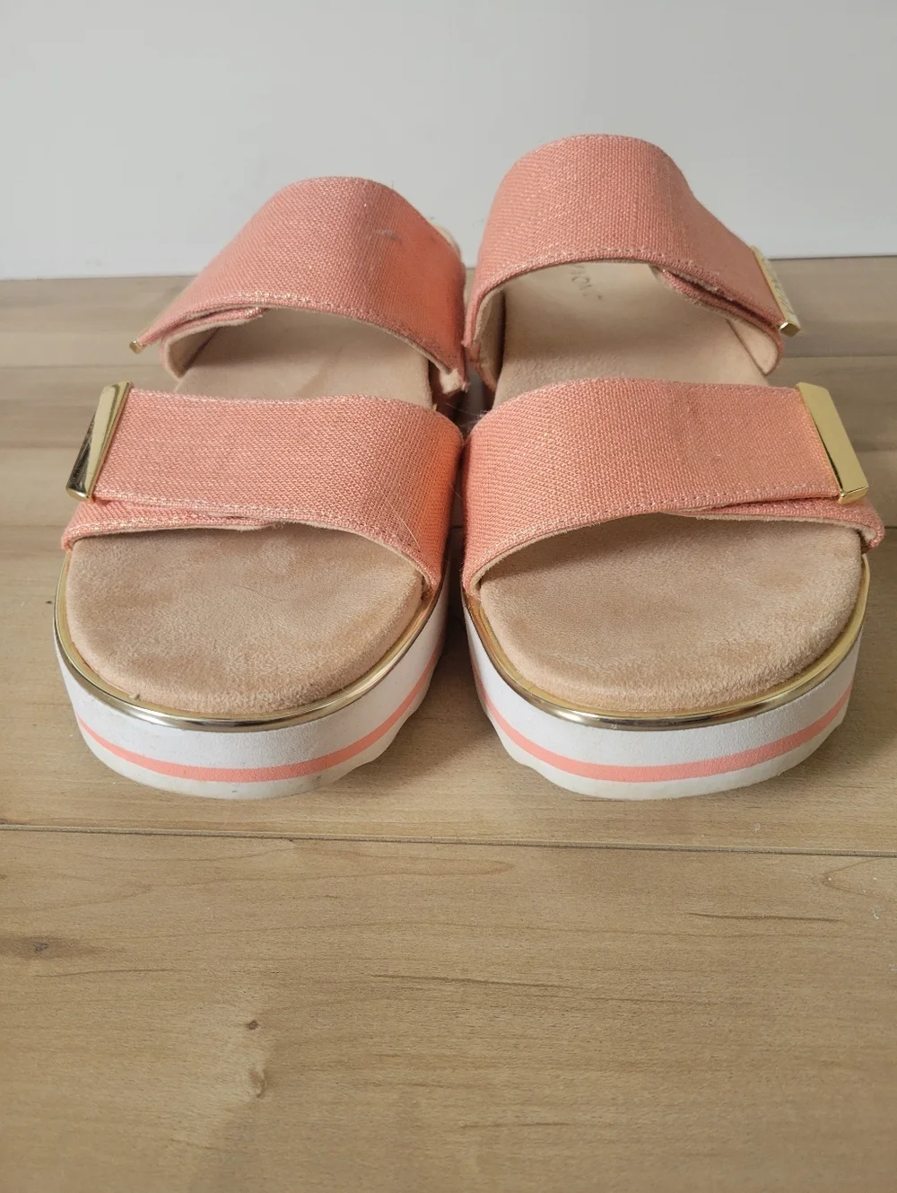 Vionic Women's Brandie Slide Roze Pink Linen Metallic Sandal Size 10 - Picture 5 of 8